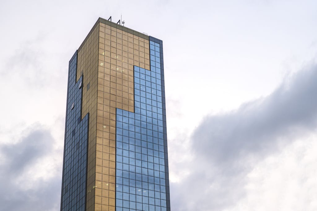 Brown and Blue High-rise Building